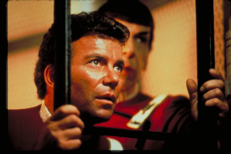 Leonard Nimoy and William Shatner in Star Trek: The Wrath of Khan